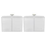 2Pcs Cotton Swab Holder Clear Durable Plastic Safe Widely Used Cotton Ball Organizer for Office Family Tabletop