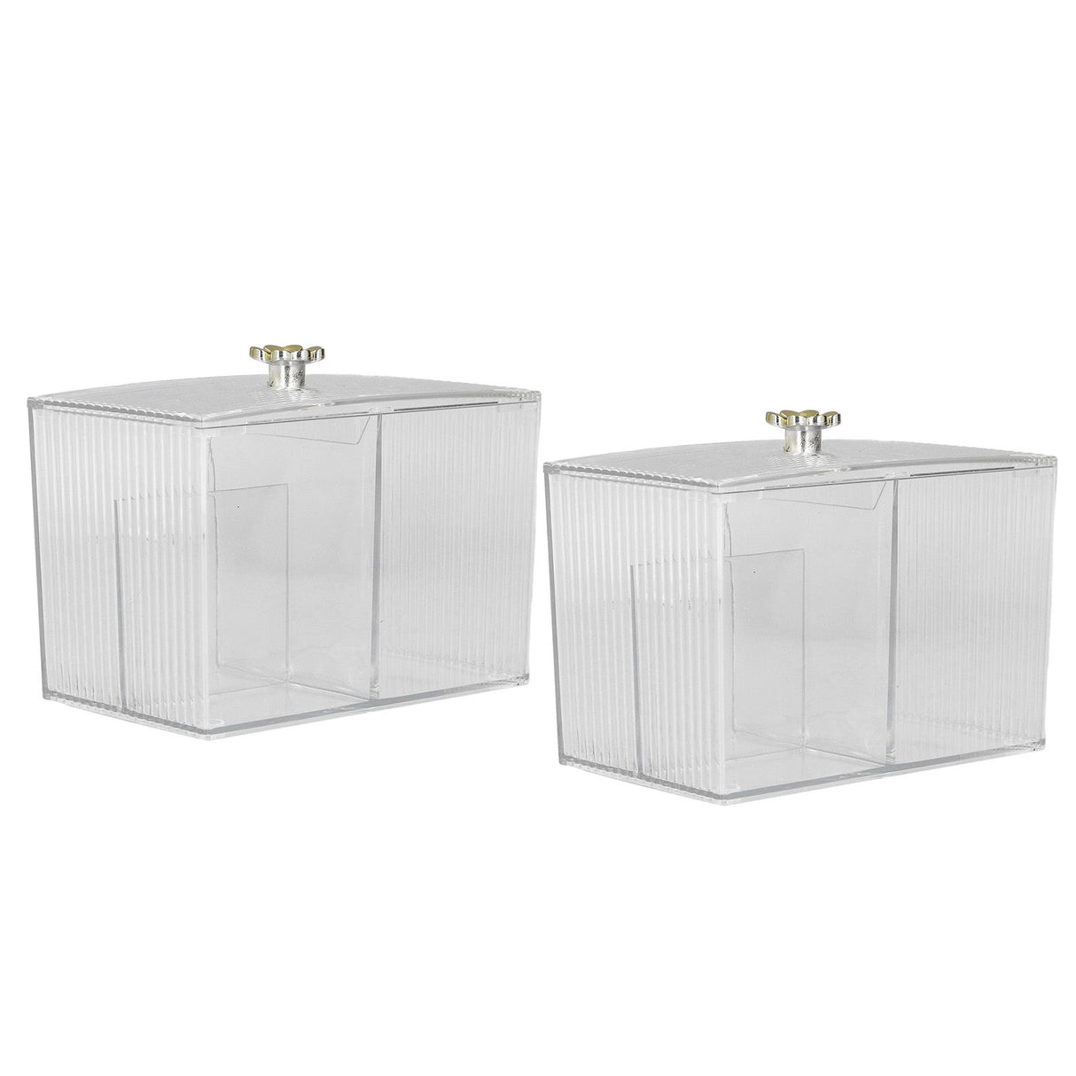 2Pcs Cotton Swab Holder Clear Durable Plastic Safe Widely Used Cotton Ball Organizer for Office Family Tabletop