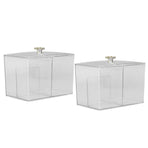 2Pcs Cotton Swab Holder Clear Durable Plastic Safe Widely Used Cotton Ball Organizer for Office Family Tabletop