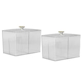 2Pcs Cotton Swab Holder Clear Durable Plastic Safe Widely Used Cotton Ball Organizer for Office Family Tabletop - 45-Degree Angle