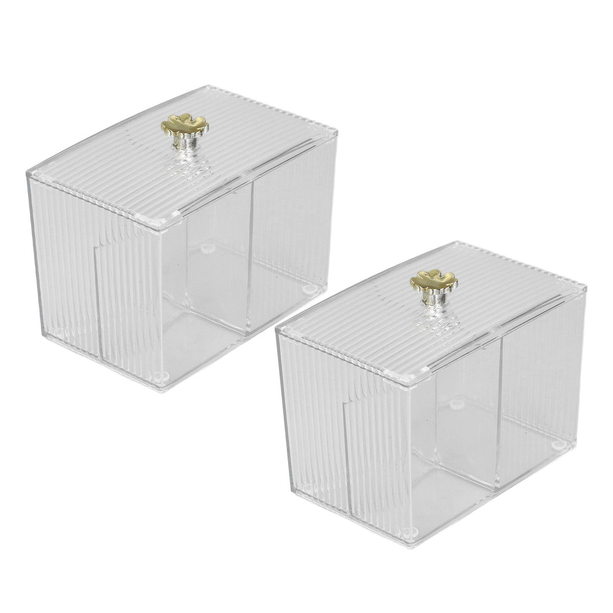 2Pcs Cotton Swab Holder Clear Durable Plastic Safe Widely Used Cotton Ball Organizer for Office Family Tabletop