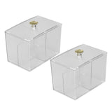 2Pcs Cotton Swab Holder Clear Durable Plastic Safe Widely Used Cotton Ball Organizer for Office Family Tabletop