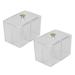 2Pcs Cotton Swab Holder Clear Durable Plastic Safe Widely Used Cotton Ball Organizer for Office Family Tabletop