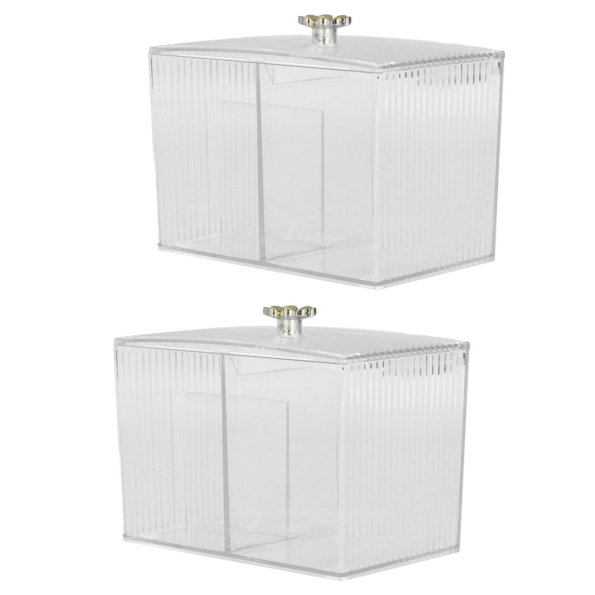 2Pcs Cotton Swab Holder Clear Durable Plastic Safe Widely Used Cotton Ball Organizer for Office Family Tabletop