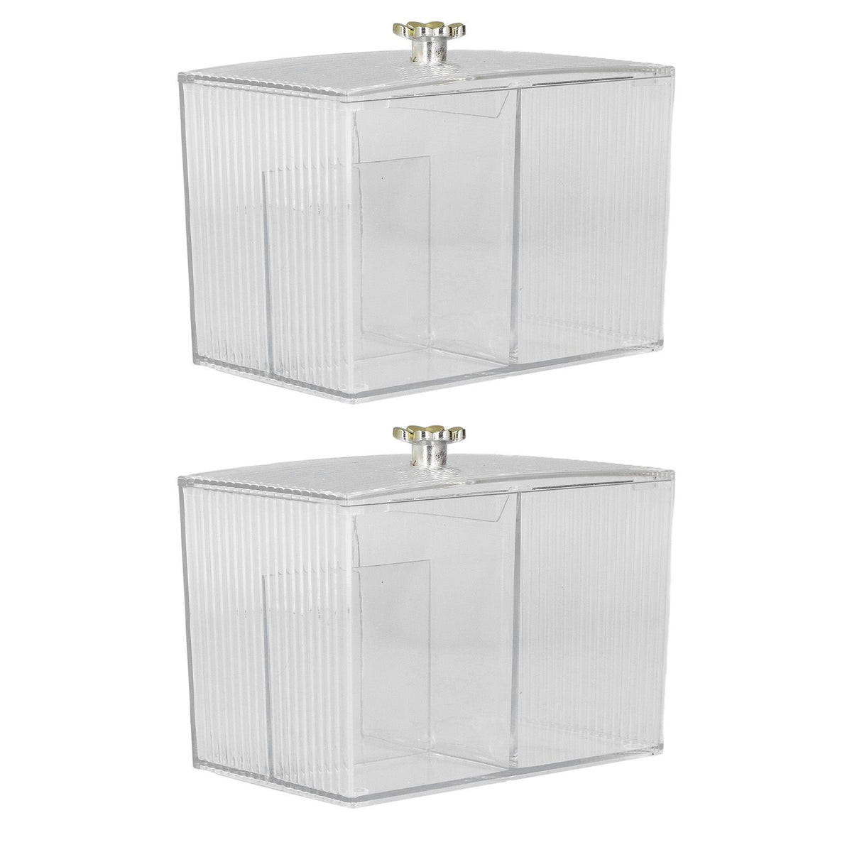 2Pcs Cotton Swab Holder Clear Durable Plastic Safe Widely Used Cotton Ball Organizer for Office Family Tabletop