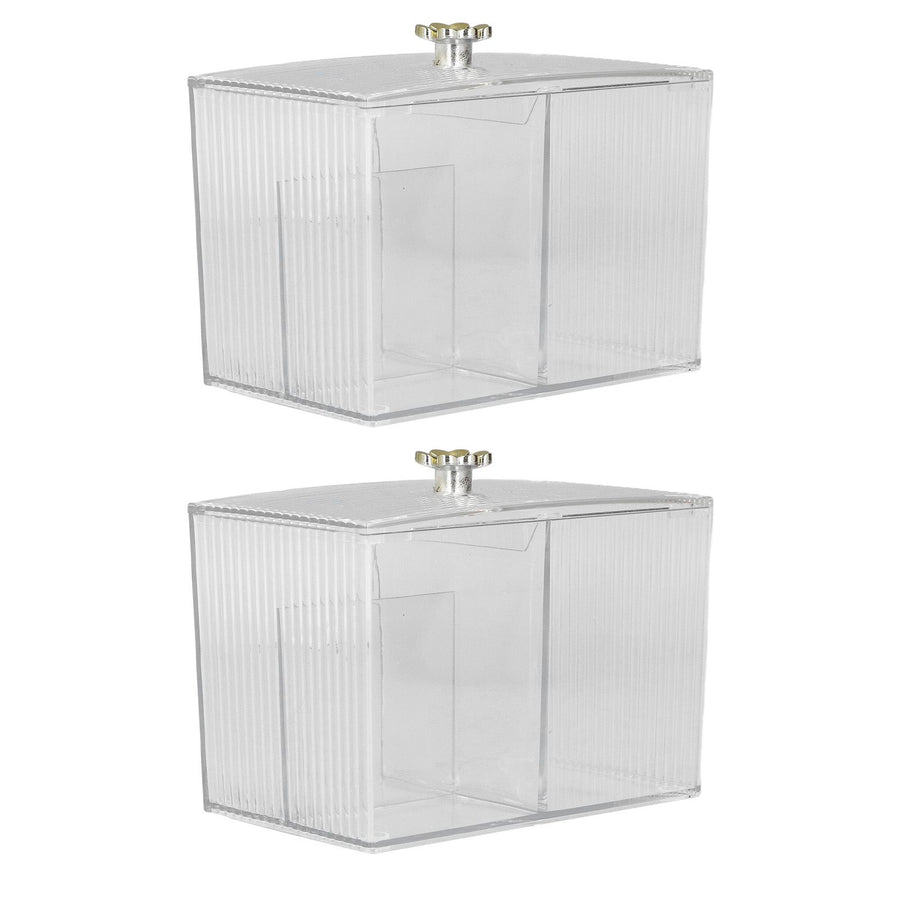 2Pcs Cotton Swab Holder Clear Durable Plastic Safe Widely Used Cotton Ball Organizer for Office Family Tabletop