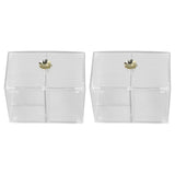 2Pcs Cotton Swab Holder Clear Durable Plastic Safe Widely Used Cotton Ball Organizer for Office Family Tabletop - Extra Image