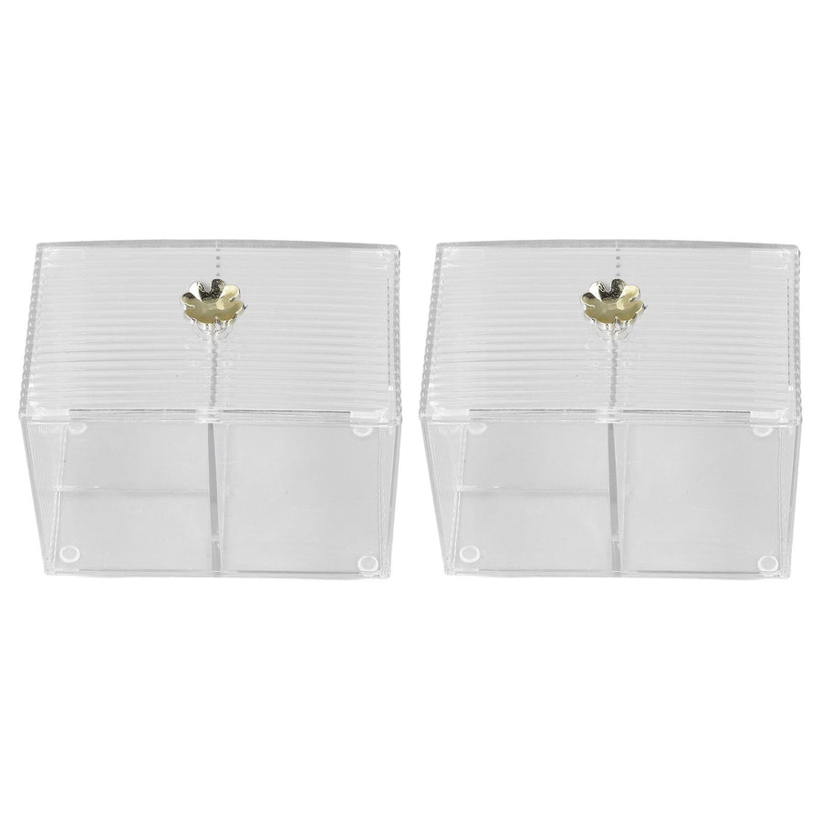 2Pcs Cotton Swab Holder Clear Durable Plastic Safe Widely Used Cotton Ball Organizer for Office Family Tabletop