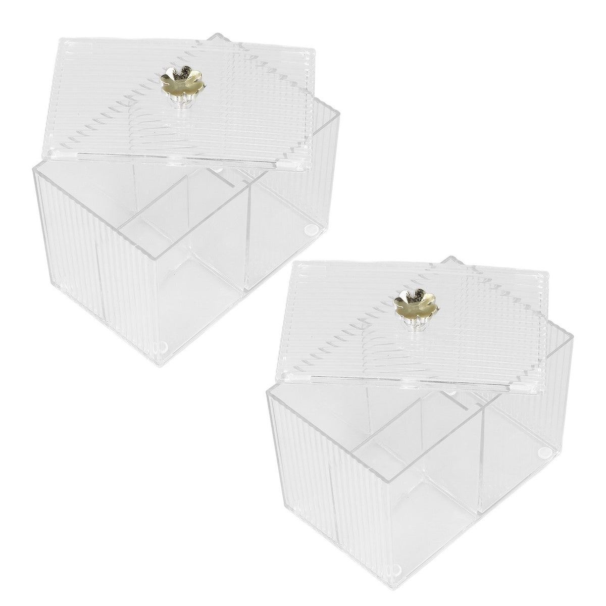 2Pcs Cotton Swab Holder Clear Durable Plastic Safe Widely Used Cotton Ball Organizer for Office Family Tabletop