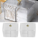 2Pcs Cotton Swab Holder Clear Durable Plastic Safe Widely Used Cotton Ball Organizer for Office Family Tabletop - Extra Image