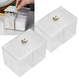 2Pcs Cotton Swab Holder Clear Durable Plastic Safe Widely Used Cotton Ball Organizer for Office Family Tabletop - Extra Image