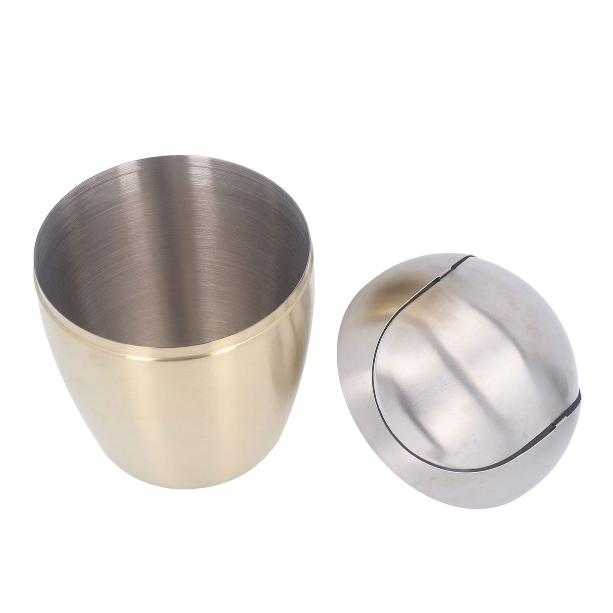 Desktop Small Trash Can Multipurpose 304 Stainless Steel Mini Trash Can with Lid for Tabletop Countertop Use Golden