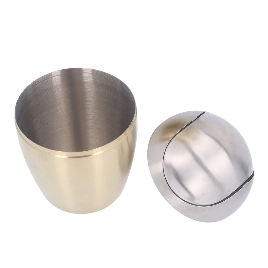 Desktop Small Trash Can Multipurpose 304 Stainless Steel Mini Trash Can with Lid for Tabletop Countertop Use Golden