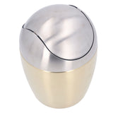 Desktop Small Trash Can Multipurpose 304 Stainless Steel Mini Trash Can with Lid for Tabletop Countertop Use Golden