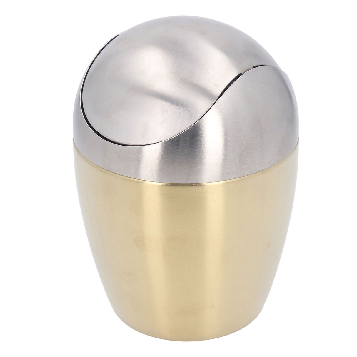 Desktop Small Trash Can Multipurpose 304 Stainless Steel Mini Trash Can with Lid for Tabletop Countertop Use Golden