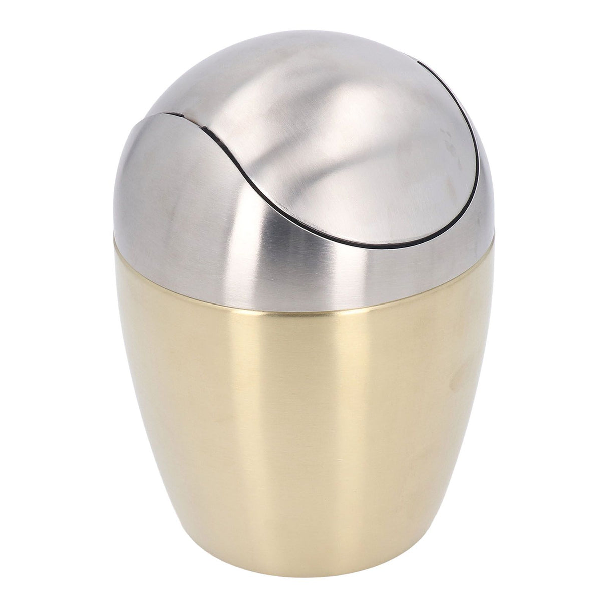 Desktop Small Trash Can Multipurpose 304 Stainless Steel Mini Trash Can with Lid for Tabletop Countertop Use Golden