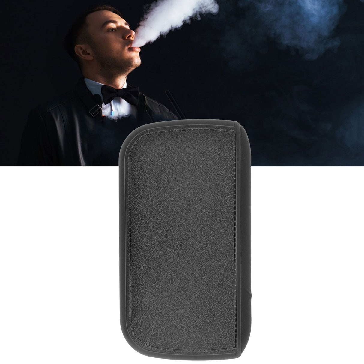 Cigarette Case 10 Capacity Carrying Box Leather Texture One Hand Operation ABS Portable Cigarette Pocket Holder for Men Black