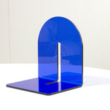 Acrylic Book End Thickened L Shape Bookend Stopper Desktop Book Organizer for Home Library Office Translucent Blue