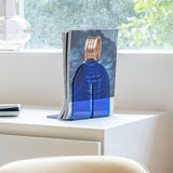 Acrylic Book End Thickened L Shape Bookend Stopper Desktop Book Organizer for Home Library Office Translucent Blue - Low Angle