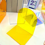 1 Pair of Bookends Thicken Non Slip Transparent Acrylic Desk Decorative Heavy Book End for Student Office L Shaped Yellow