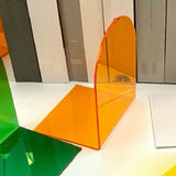 1 Pair of Bookends Thicken Non Slip Transparent Acrylic Desk Decorative Heavy Book End for Student Office L Shaped Orange