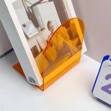 1 Pair of Bookends Thicken Non Slip Transparent Acrylic Desk Decorative Heavy Book End for Student Office L Shaped Orange