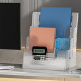 Multifunctional Book Organizer Desk File Organizer Multiple Layers File Folder Holder for Office Study Dormitory Transparent - Extra Image