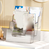 Multifunctional Book Organizer Desk File Organizer Multiple Layers File Folder Holder for Office Study Dormitory Transparent Grey - 45-Degree Angle