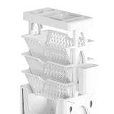 Rolling Mobile Bookshelf with Wheels 5 Tiers Large Capacity Strong Load Bearing Capacity Utility Cart for Study Kitchen White