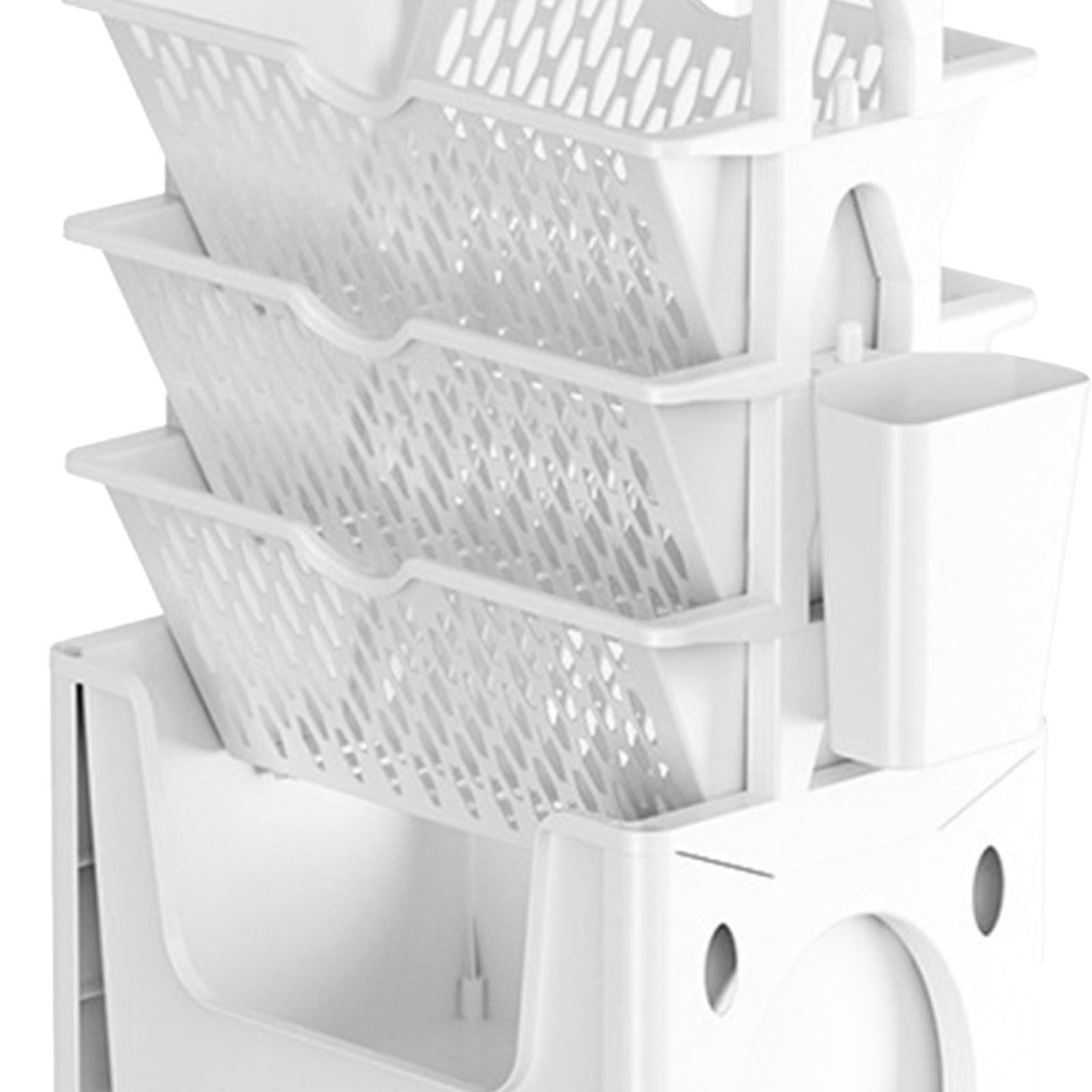 Rolling Mobile Bookshelf with Wheels 5 Tiers Large Capacity Strong Load Bearing Capacity Utility Cart for Study Kitchen White