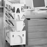 Rolling Mobile Bookshelf with Wheels 5 Tiers Large Capacity Strong Load Bearing Capacity Utility Cart for Study Kitchen White