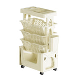 Rolling Mobile Bookshelf with Wheels 5 Tiers Large Capacity Strong Load Bearing Capacity Utility Cart for Study Kitchen Khaki