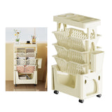 Rolling Mobile Bookshelf with Wheels 5 Tiers Large Capacity Strong Load Bearing Capacity Utility Cart for Study Kitchen Khaki