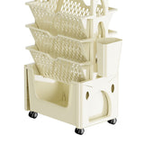 Rolling Mobile Bookshelf with Wheels 5 Tiers Large Capacity Strong Load Bearing Capacity Utility Cart for Study Kitchen Khaki