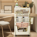 Rolling Mobile Bookshelf with Wheels 5 Tiers Large Capacity Strong Load Bearing Capacity Utility Cart for Study Kitchen Khaki