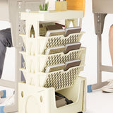 Rolling Mobile Bookshelf with Wheels 5 Tiers Large Capacity Strong Load Bearing Capacity Utility Cart for Study Kitchen Khaki