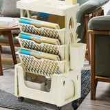 Rolling Mobile Bookshelf with Wheels 5 Tiers Large Capacity Strong Load Bearing Capacity Utility Cart for Study Kitchen Khaki - Extra Image