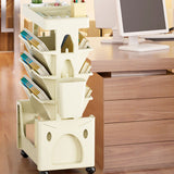 Rolling Mobile Bookshelf with Wheels 5 Tiers Large Capacity Strong Load Bearing Capacity Utility Cart for Study Kitchen Khaki - Extra Image