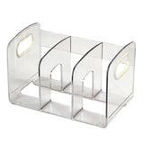 Book Organizer Desktop Book Rack File Holder Acrylic Tabletop Organizer for Study Office Transparent 3 Compartment (28x14x15cm/11x5.5x5.9in) - Front View