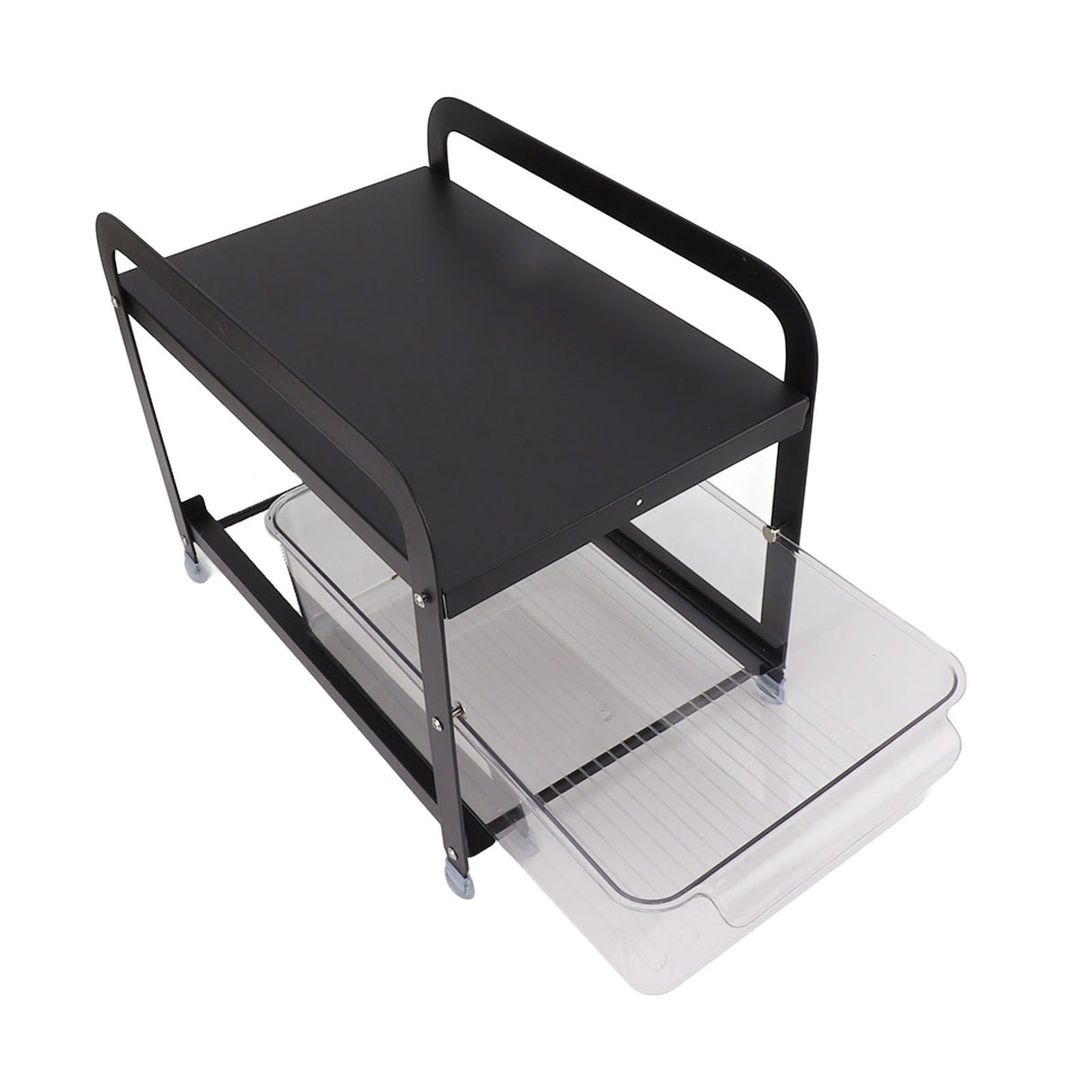 Cup Storage Organizer Shelf 2 Tier Pull Out Countertop Organizer Multifunctional Desktop Storage Rack for Home Office Black