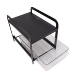 Cup Storage Organizer Shelf 2 Tier Pull Out Countertop Organizer Multifunctional Desktop Storage Rack for Home Office Black - 45-Degree Angle