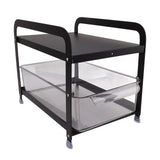 Cup Storage Organizer Shelf 2 Tier Pull Out Countertop Organizer Multifunctional Desktop Storage Rack for Home Office Black