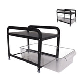 Cup Storage Organizer Shelf 2 Tier Pull Out Countertop Organizer Multifunctional Desktop Storage Rack for Home Office Black