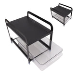 Cup Storage Organizer Shelf 2 Tier Pull Out Countertop Organizer Multifunctional Desktop Storage Rack for Home Office Black - Extra Image