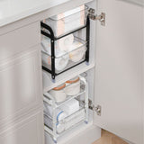 Cup Storage Organizer Shelf 2 Tier Pull Out Countertop Organizer Multifunctional Desktop Storage Rack for Home Office Black