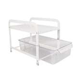 Cup Storage Organizer Shelf 2 Tier Pull Out Countertop Organizer Multifunctional Desktop Storage Rack for Home Office White