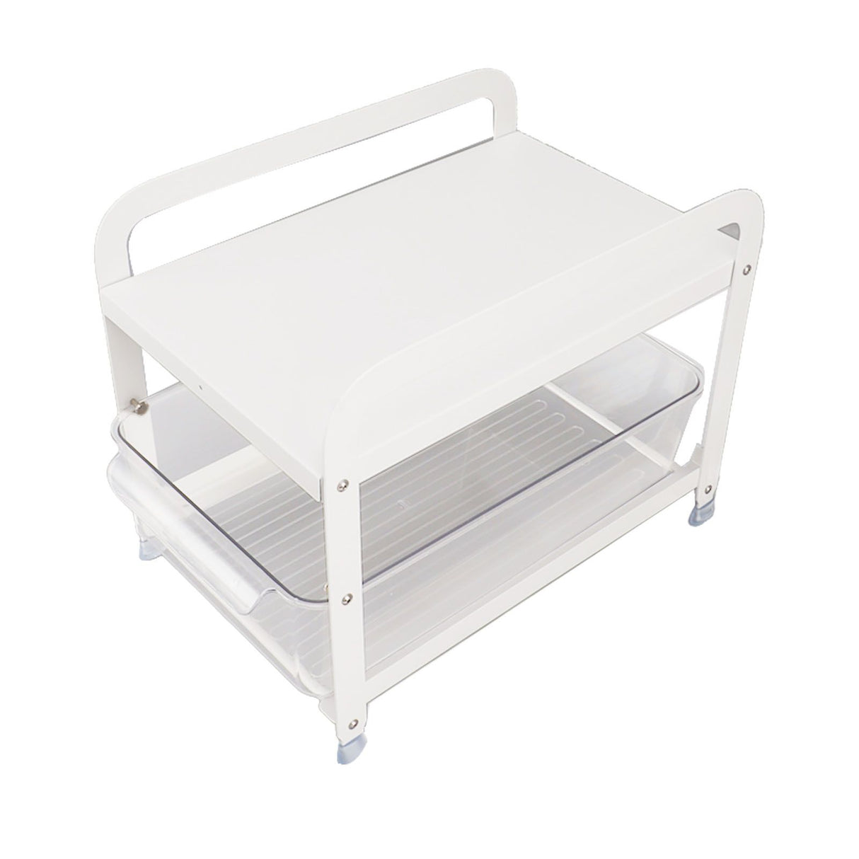 Cup Storage Organizer Shelf 2 Tier Pull Out Countertop Organizer Multifunctional Desktop Storage Rack for Home Office White