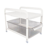 Cup Storage Organizer Shelf 2 Tier Pull Out Countertop Organizer Multifunctional Desktop Storage Rack for Home Office White