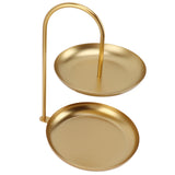 Dessert Rack Fruit Stand Round 2 Tier Iron Display Holder for Party Wedding Birthday Home Gold - Front View