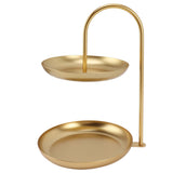 Dessert Rack Fruit Stand Round 2 Tier Iron Display Holder for Party Wedding Birthday Home Gold - Top-Down View